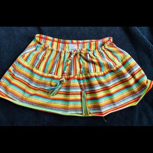 Colorfully striped swim skirt